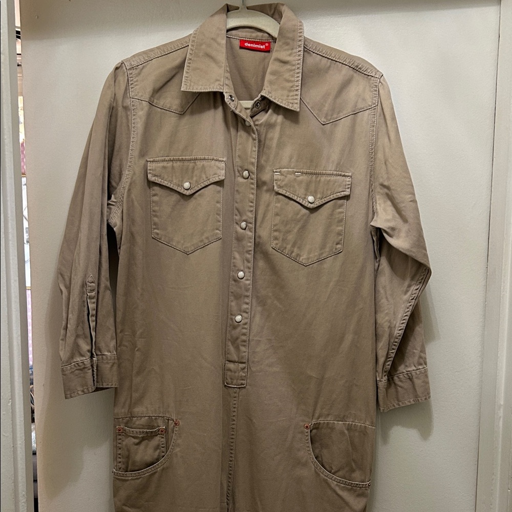 Denimist Cowboy Jumpsuit - Tan - Pearl like snaps